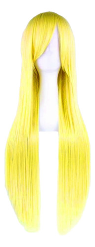 Peluca Amarillo Total Cabello Liso Cosplay Disfraz