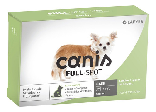 Canis Fullspot Labyes Antipulgas E Vermífugo Cães Até 4 Kg