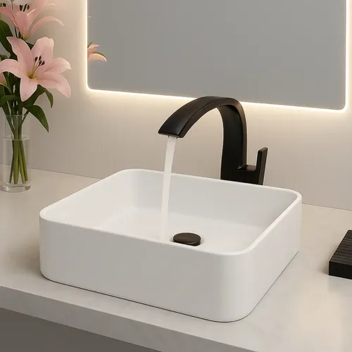 Cuba Vildrex Quadrada 30cm Cerâmica Louça Banheiro Lavabo