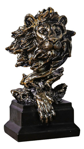 M Estatua De Cabeza De León, Figura Decorativa De Arte Plata