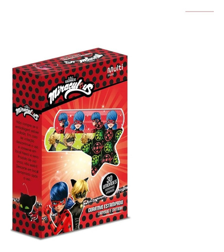 30 Curativo Infantil Miraculous 3 Estampas Multi Saúde Hc363
