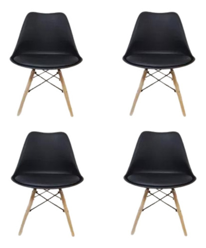 4 Sillas De Comedor Charles Eames Eiffel, Color Blanco/negro