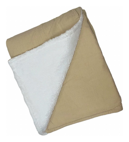 Frazada Manta De Bebé En Tusor Y Corderito Super Suave Beige