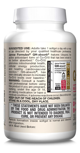 Suplemento Jarrow Formulas Qh-absorb 200 Mg De Cápsulas De C