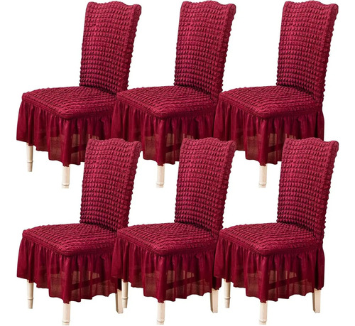 6 Pzas Fundas Elástica Protectora De Silla Comedor Rojo Geométrico