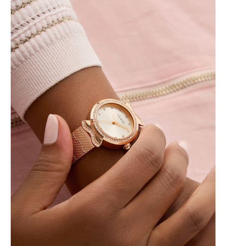 Reloj Guess Mermaid Mujer Oro Rosa Fondo Plateado