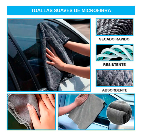 Set De Lavado Toalla Microfibra Auto Paño 8 Pzs
