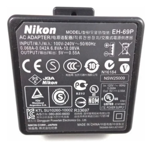 carregador de câmera Nikon EH-69P com 2 portas de carregamento