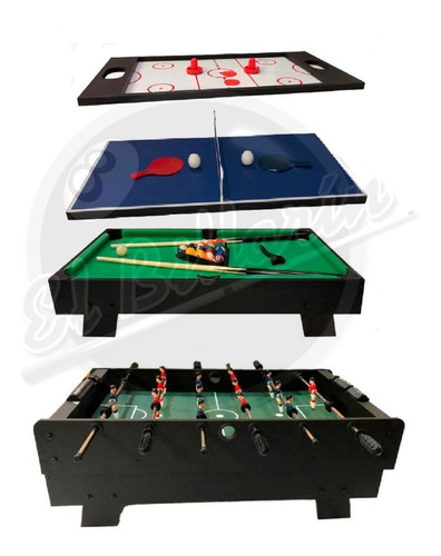 Mesa Multijuegos 4 En 1 Futbolin, Billar, Hockey, Ping Pong 