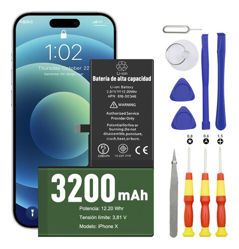 Batería Pila Para iPhone X 3200mah Larga Duración Con Kit