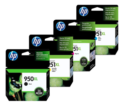 Kit De 4 Cartuchos Hp 950xl Black, 951xl Cyan Magenta Yellow