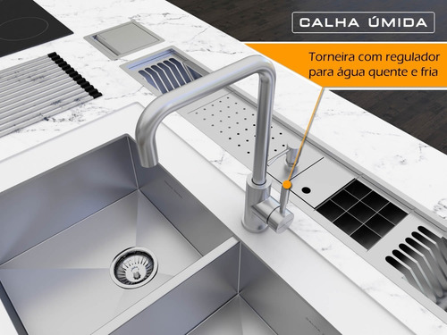 Imagem 5 de 6 de Torneira Misturador Monocomando Calha Úmida Inox Escovado