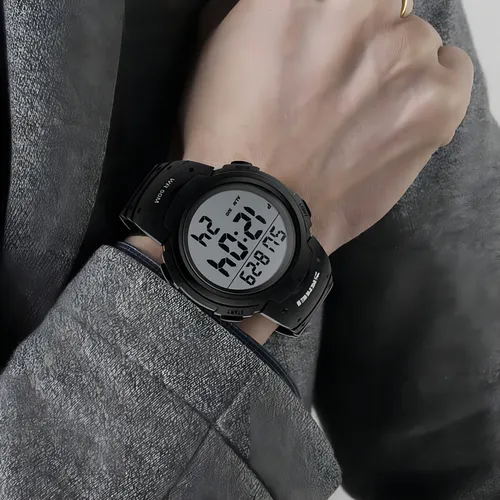 Reloj Skmei Deportivo Sumergible Alarma Visión Nocturna Clic Correa Negro Bisel Negro