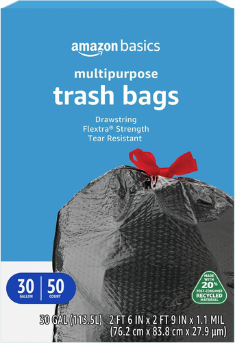 Amazon Basics Flextra Bolsas De Basura Multiusos Con Cord...