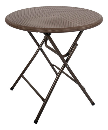 Mesa Plegable Northwest Redonda Rattan 80cm Café