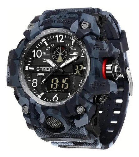 Reloj Digital Led De Camuflaje Sanda 3358 Deportivo Hombre Azul