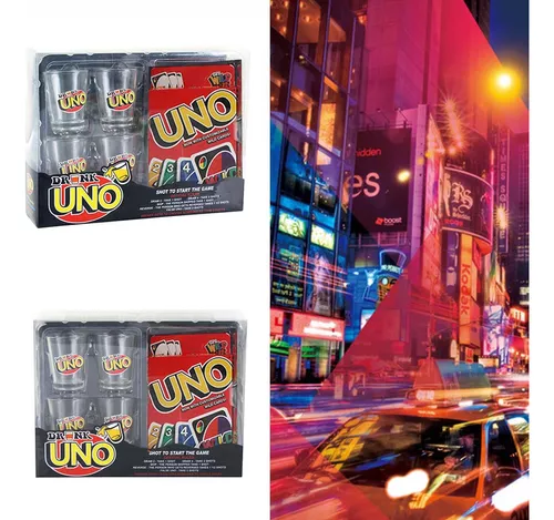 Juego de Cartas UNO Drink + 4 Vasos para Shot