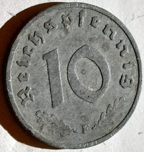 Alemania Reich 10 Pfennig 1940 Aguila Palomita De La Paz