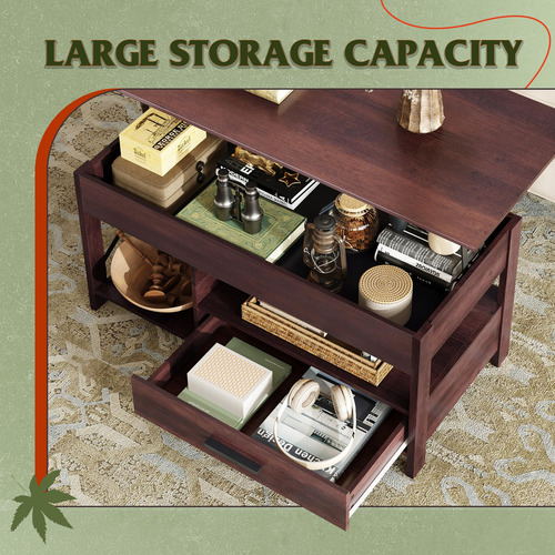 Mesa Auxiliar Elevable 99 Cm Con Compartimento Oculto Espres