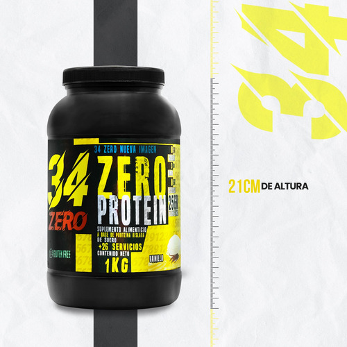 Proteína Hidrolizada 34 Zero 1kg Sabores 26 Servicios Vainilla
