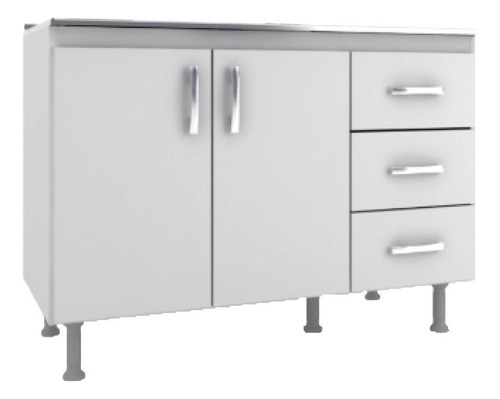 Bajo Mesada Mueble Cocina 2 Puertas 3 Cajones 603 Color Blanco