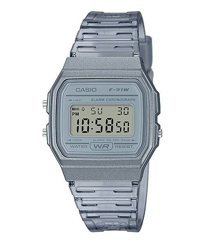 Reloj Casio F-91ws-8d Unixes Transparente Alarma Crono