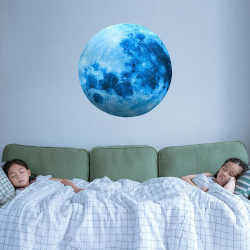 Brilham No Escuro Da Lua Cheia, Fluorescente Adesivos Azul