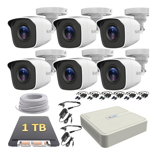 Kit Cctv Hikvision 6 Camaras 1080p 2mp 1 Tb 150m Baluns