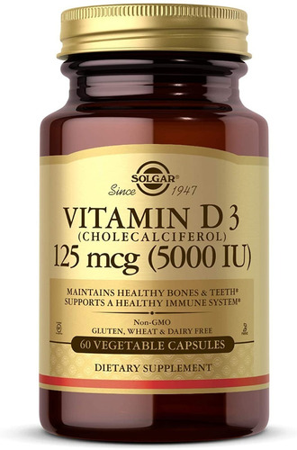 Vitamina D3 125 Mcg 5000iu Solgar 60 Capsulas