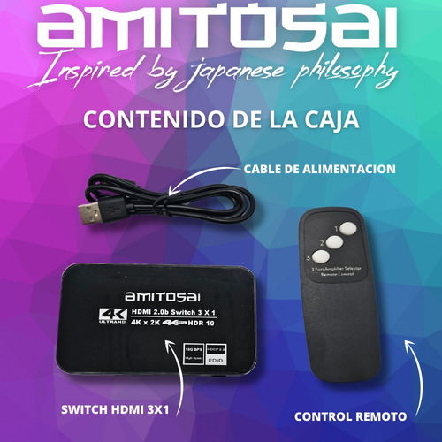 Switch Hdmi 3 X 1 Amitosai Combo Para Gaming Avanzado Hdmi3m