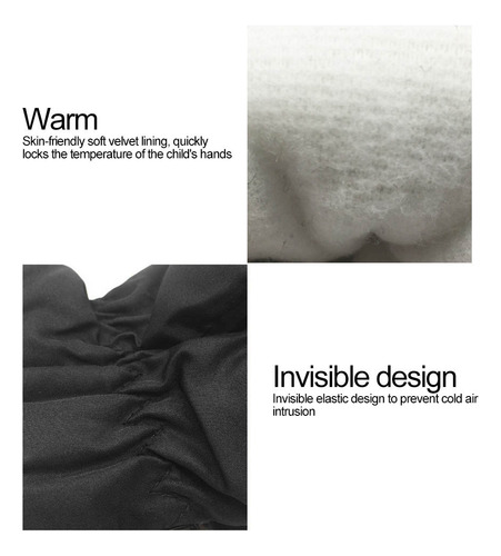 Guantes De Esquí De Invierno Para Niños, Color Negro Cálido