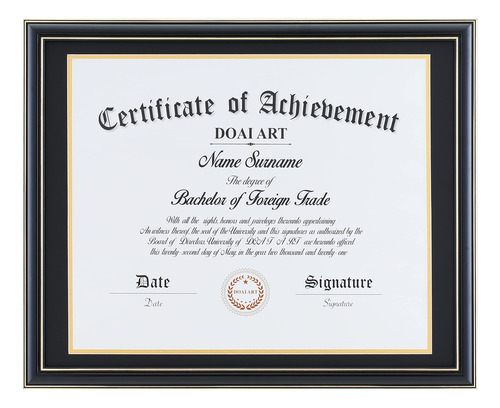 Moldura Diploma Doai Art 35x43cm Com Madeira Maciça Preta Ma