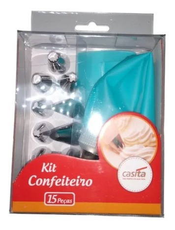 Imagem 1 de 4 de Kit Confeiteiro 15 Peças - Aço Inox 12 Bicos Prático Bolo