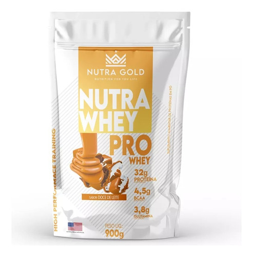 Whey Nutra Gold Pro Whey 3w 32g Proteínas Baixo Carbo 900g Sabor Doce De Leite