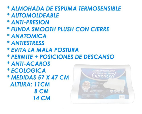 Combo 2 Almohadas Contour Cervical Memoria Inteligente Ctas