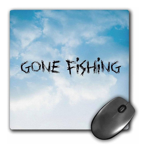 3drose Gone Fishing Nubes Fondo Negro Letras Mouse Pad (m