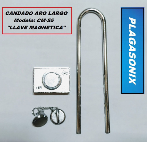 Imagen 4 de 10 de Candado Aro Largo 55mm Llave Magnetica Modelo Cm-55 Especial