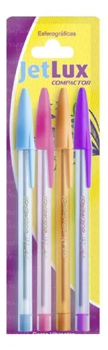 10 Blister X 4 Boligrafos De Colores Compactor Jet Lux