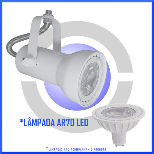 Imagem 2 de 7 de Spot Sobrepor Para 1 Lampada Led Ar 70 Trilho Iluminação Led