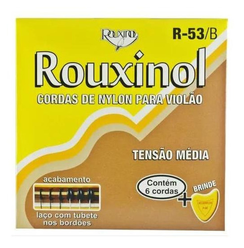 Cordas De Nylon Tensão Média Rouxinol R53b Com Tubetes