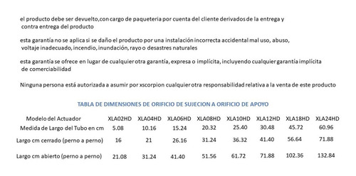 Imagen 5 de 8 de Actuador Lineal 5.08cm Elevacion Y 57kg Xla02hd