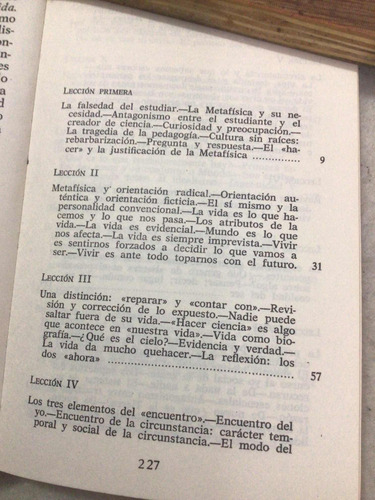 Libro Unas Lecciones De Matafisica. Ortega Y Gasset. (Usado)