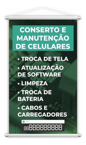 Banner Conserto Manutenção De Celulares Número Pix Grande