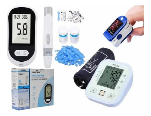 Medidor De Presión Arterial Oxímetro Y Glucómetro Kit Digita