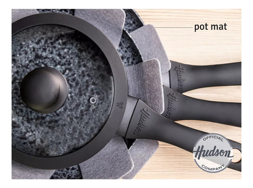 Set Black Granite 7 Piezas + 2 Separadores Bateria Hudson