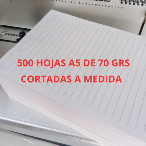 Resma A5 Rayada 15x21 Cms X 500 Hojas Para Anillar Cuadernos 500 Hojas