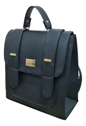 Mochila Para Mujer En Color Negro + Cartera Negro Liso