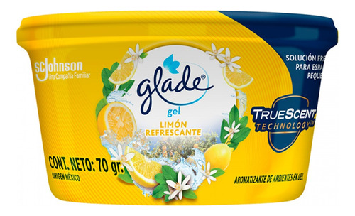Glade Mini Gel Limón Refrescante Aromatizante Ambiente 70gr