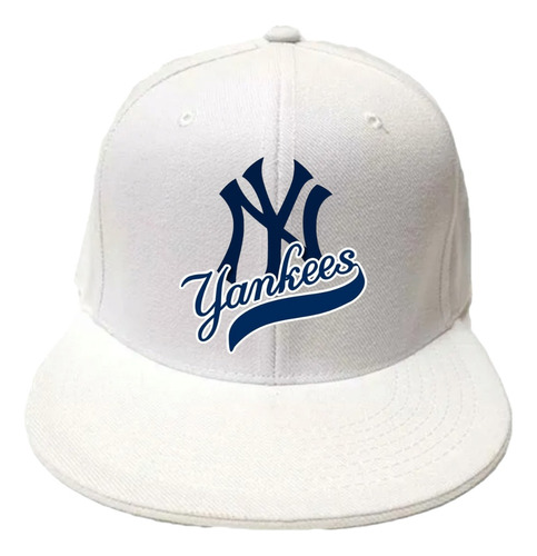 Gorra Blanca Plana Ny Yankees Unisex Unitalla Ajustable