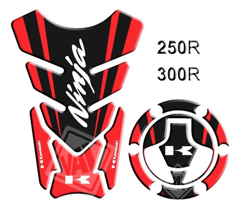 Adesivo De Tanque Bocal Kawasaki Ninja 250 300 Vermelho 68